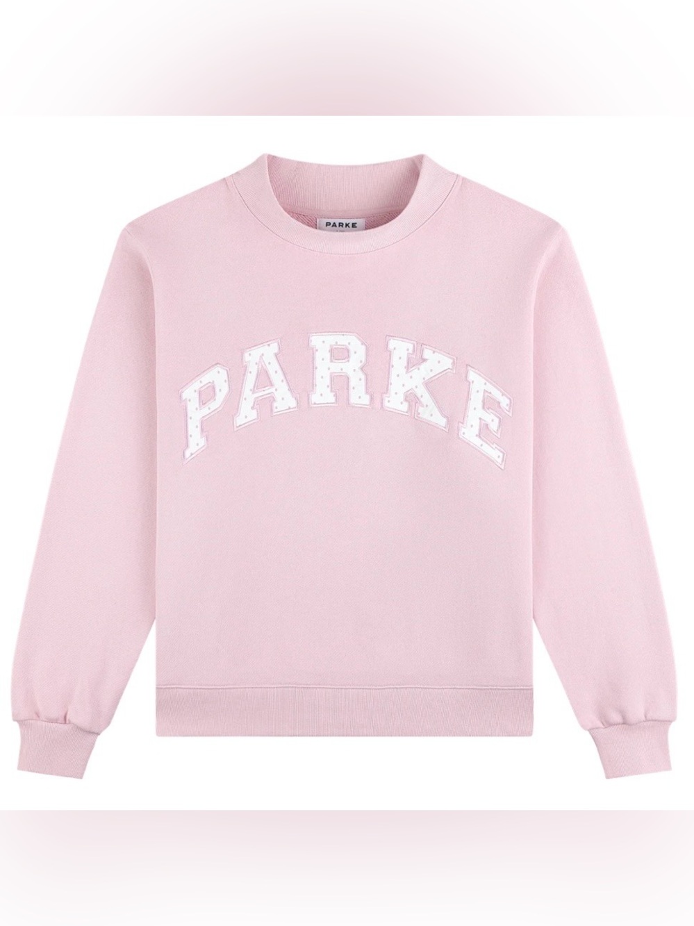 Parke Polka Dot Letter Varsity Mockneck in Sprinkle
